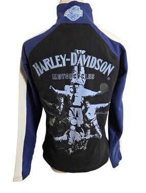 Harley-Davidson  Black & Navy Graphic Quarter Zip Pullover Shirt